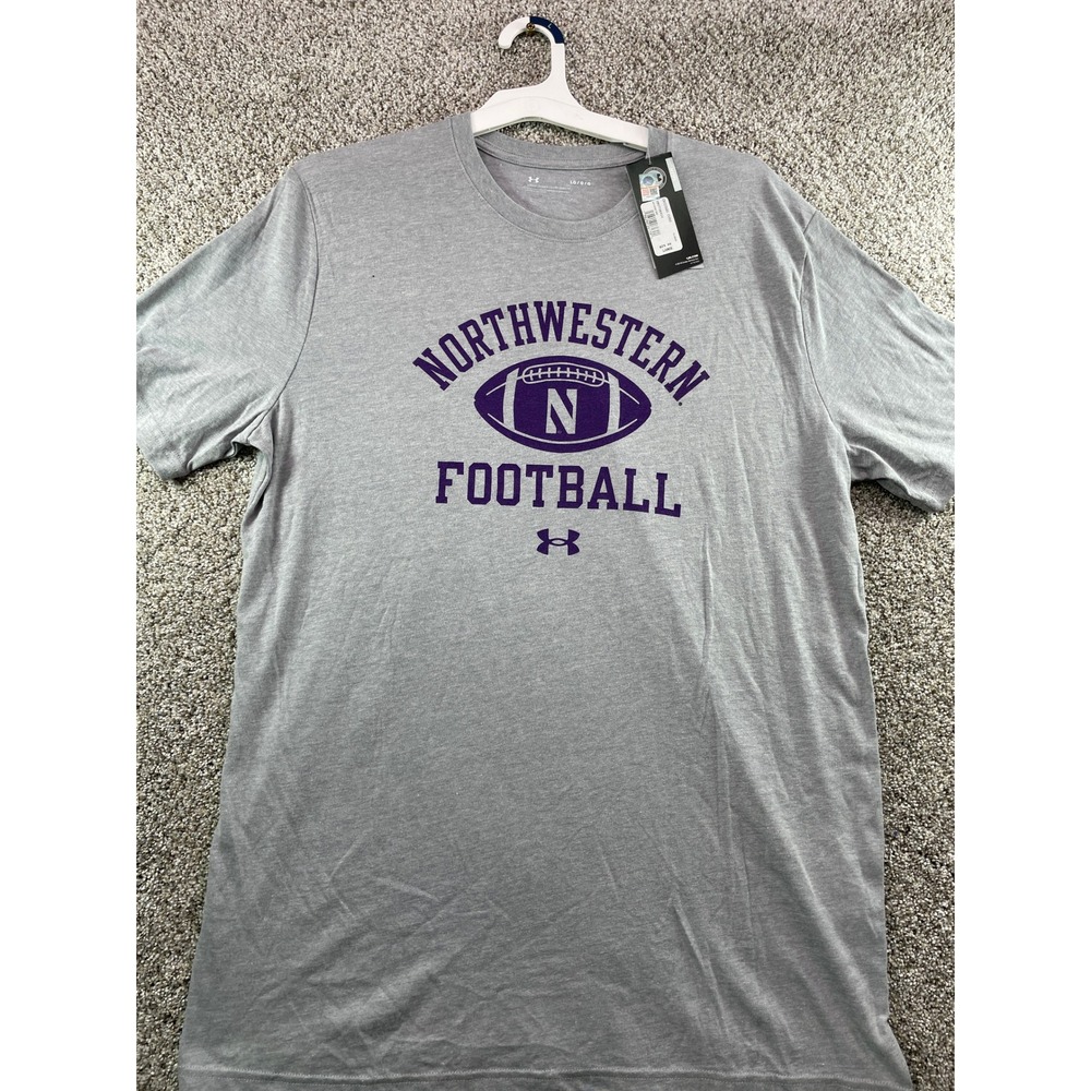Under Armour Northwestern Football Mens L Grey NEW Graphic Tee